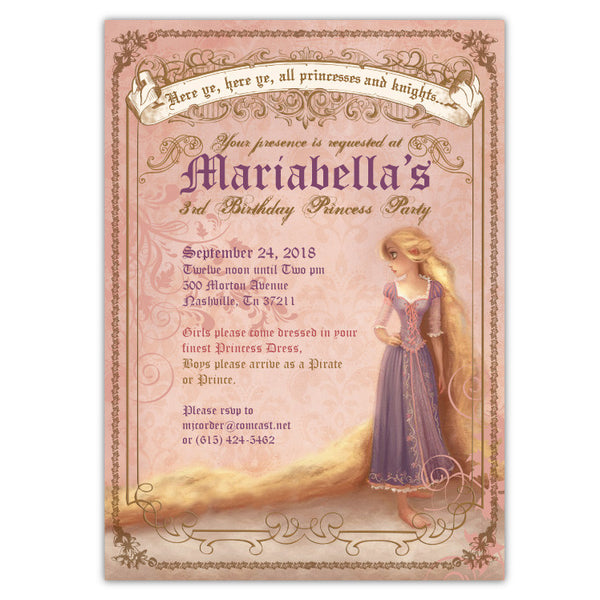 Vintage Rapunzel Invitations (A)