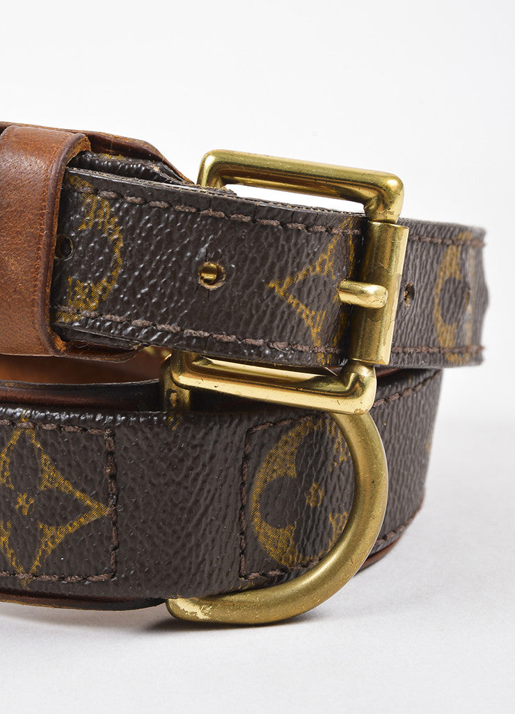 Louis Vuitton Brown Leather Trim Monogram &quot;Baxter Dog Collar GM&quot; – Luxury Garage Sale