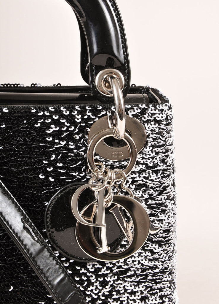 Christian Dior | Black and White Sequin and Patent Leather Small &quot;Lady Dior&quot; Bag – Luxury Garage ...