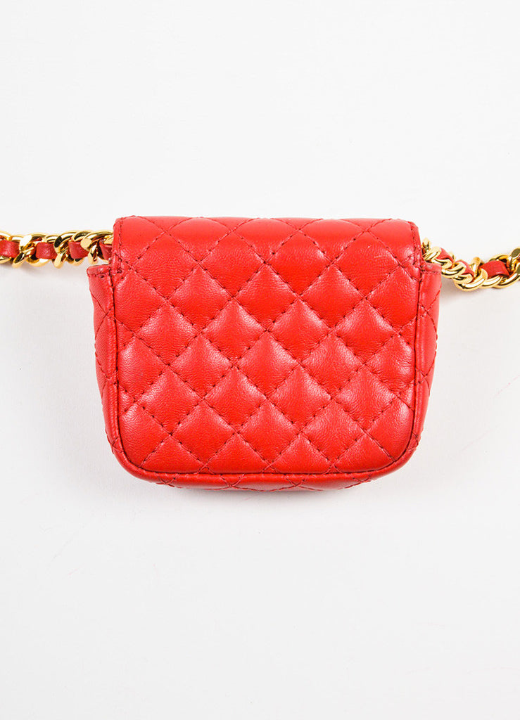 Moschino | Moschino Red and Gold Toned Leather Quilted Mini Crossbody Belt Bag – Luxury Garage Sale