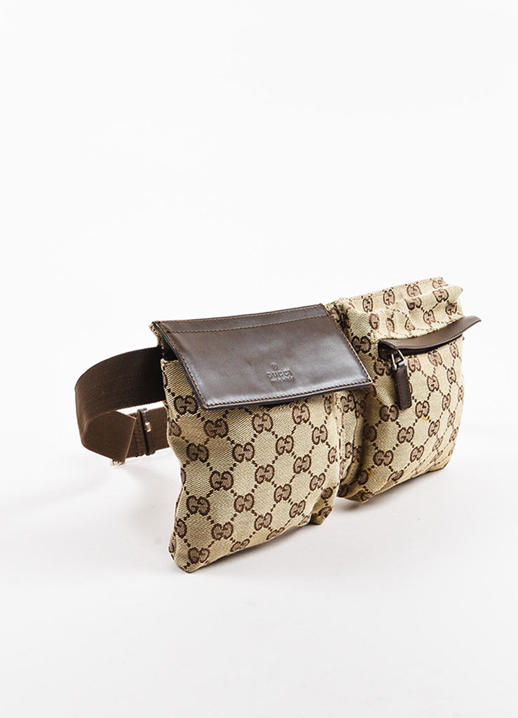 Gucci | Gucci Tan Brown Canvas Leather Trim Monogram &quot;Original GG&quot; Belt Bag – Luxury Garage Sale