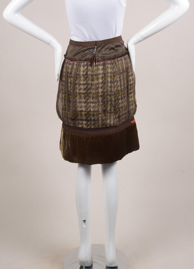 Louis Vuitton | Brown and Green Chiffon Woven Knit Velvet Trim Pleated Skirt – Luxury Garage Sale