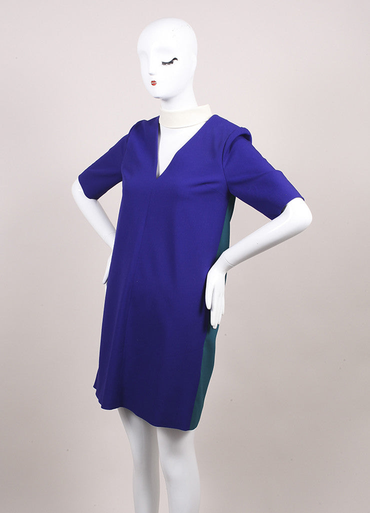 New Mullticolor Color Block Short Sleeve Cut Out Collar