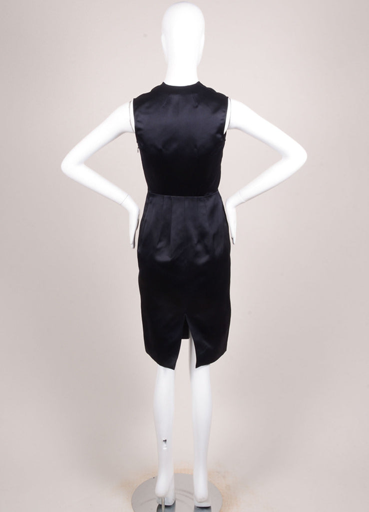 Jil Sander | Navy Jil Sander Silk Satin Sleeveless V-Neck Sheath Dress