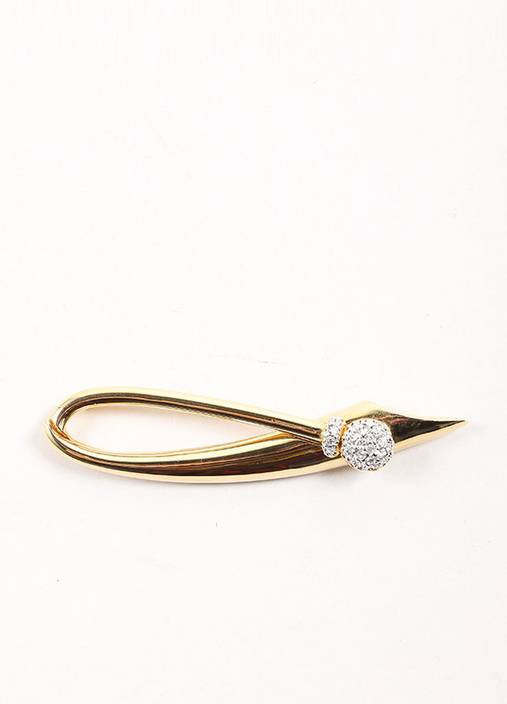 Gold Toned Rhinestone Embellished Loop Pin