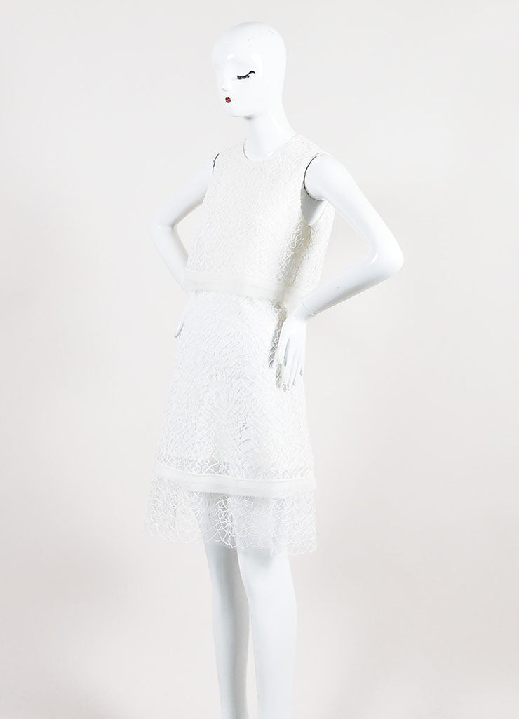 White Jonathan Simkhai Embroidered Lace Layered Cape Back Dress