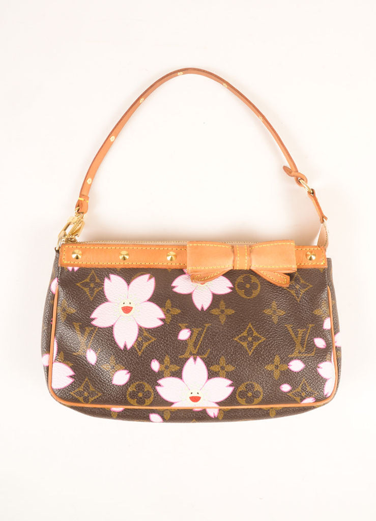 Louis Vuitton | Brown and Pink Cherry Blossom Monogram Canvas Bow and Stud Pochette Ba – Luxury ...