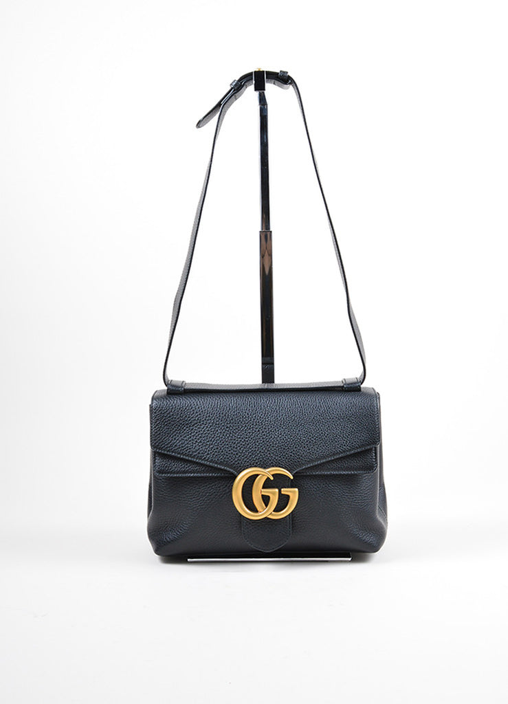 Gucci | Black Leather Gucci Gold Tone &quot;Marmont&quot; Shoulder Bag – Luxury Garage Sale