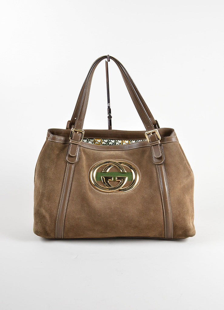 Gucci | Gucci Brown Suede Leather &quot;Britt Medium&quot; Tote Bag – Luxury Garage Sale