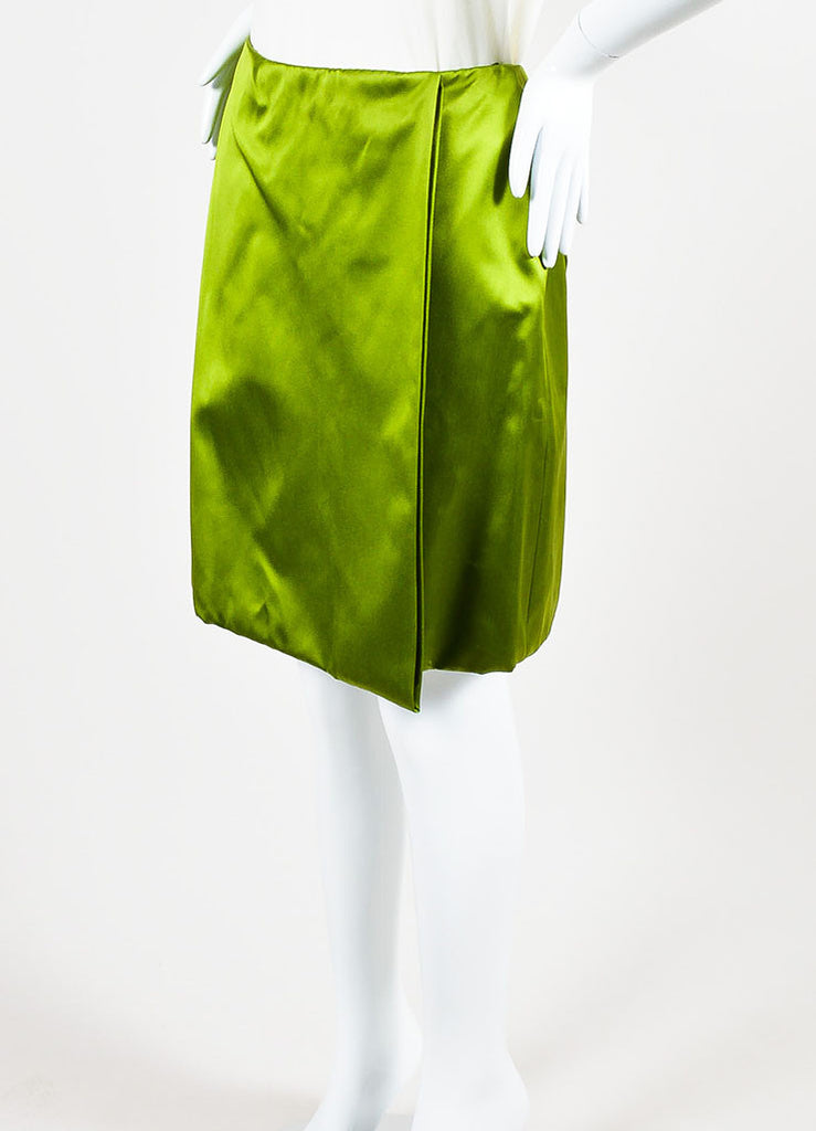 Prada | Prada Light Green Silk Knee Wrap Front A-Line Skirt – Luxury