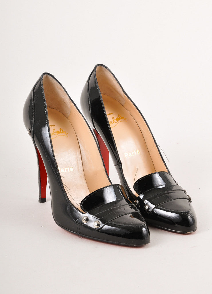 Black Patent Leather Loafer Pumps