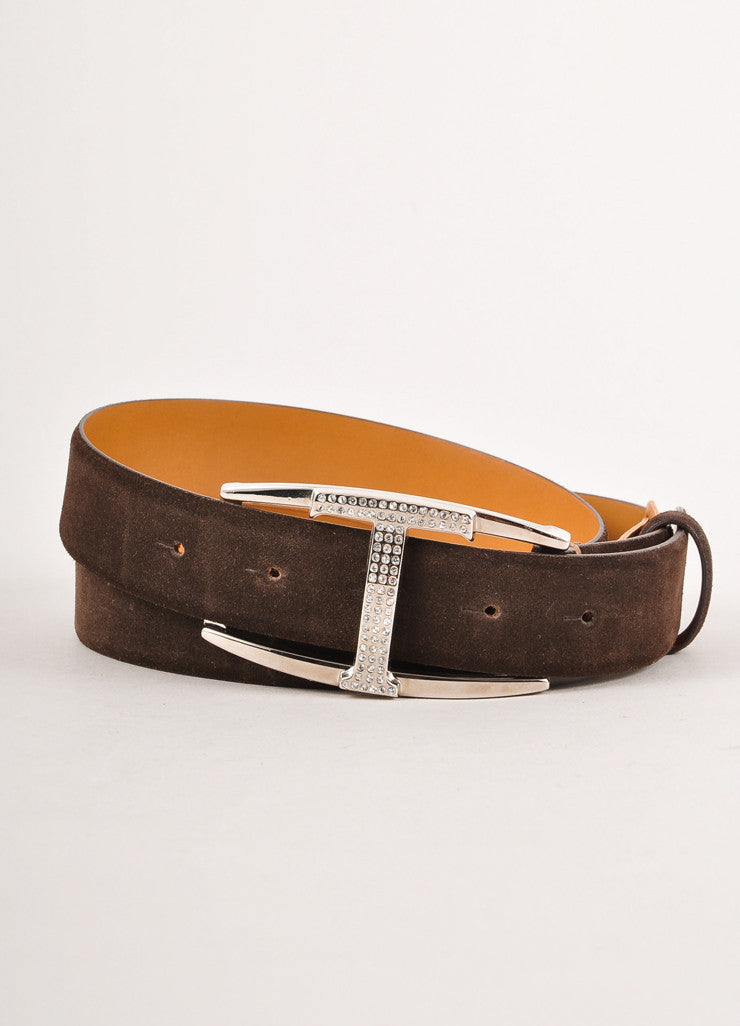 Brown Suede Rhinestone Embellished