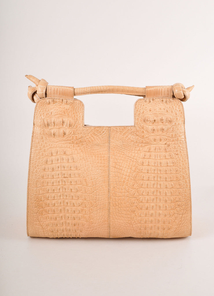 Tan Kathryn Allen Crocodile Leather Structured