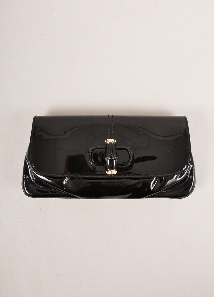 Gucci | Black Patent Leather Ruched Turnlock Clasp Clutch Bag – Luxury Garage Sale