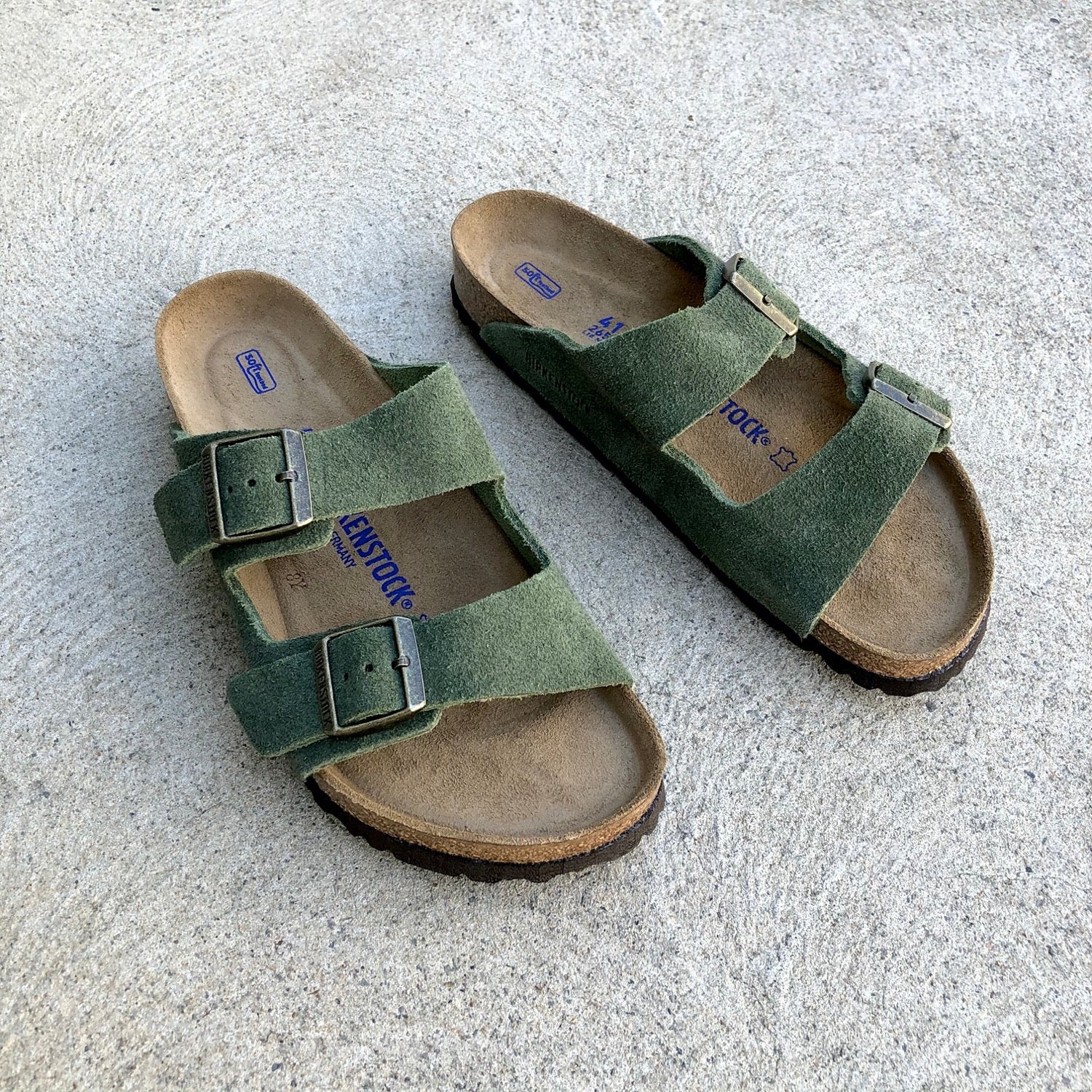 green suede birkenstocks