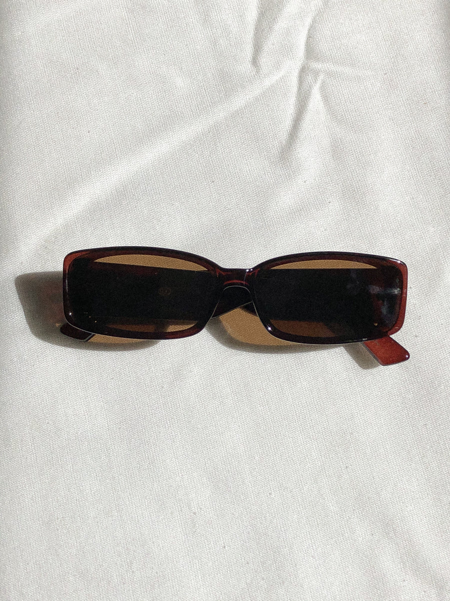 Brown 90s Rectangle Sunnies Jensen Elizabeth 