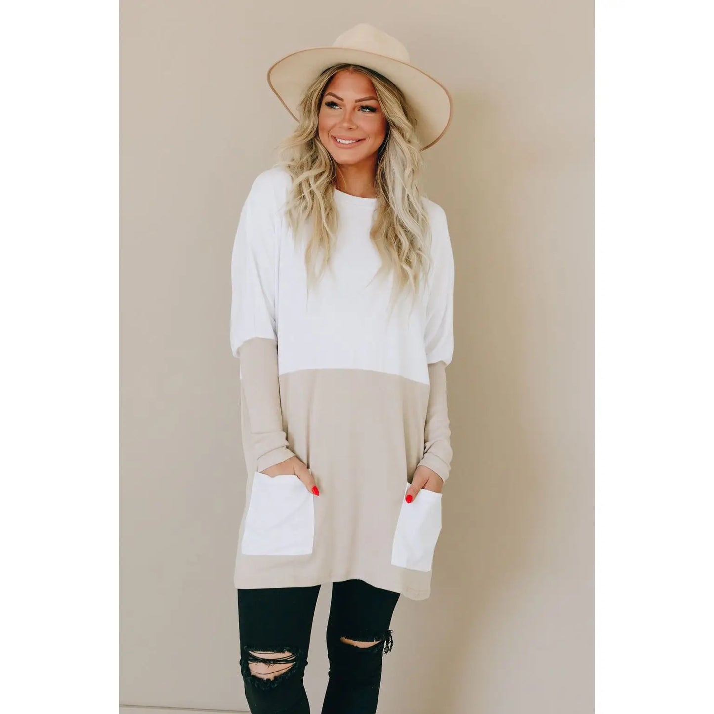 Neutral Colorblock Tunic