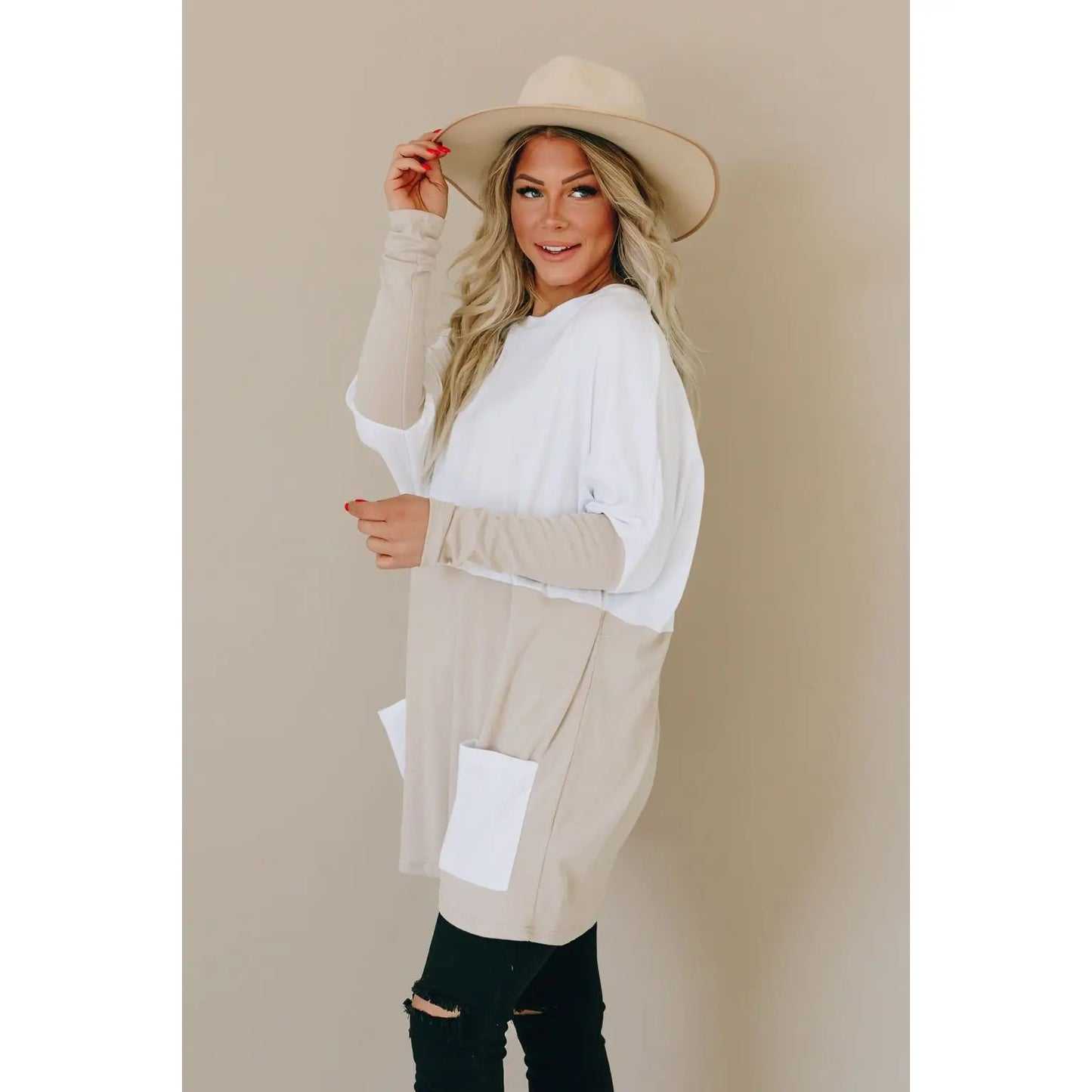 Neutral Colorblock Tunic