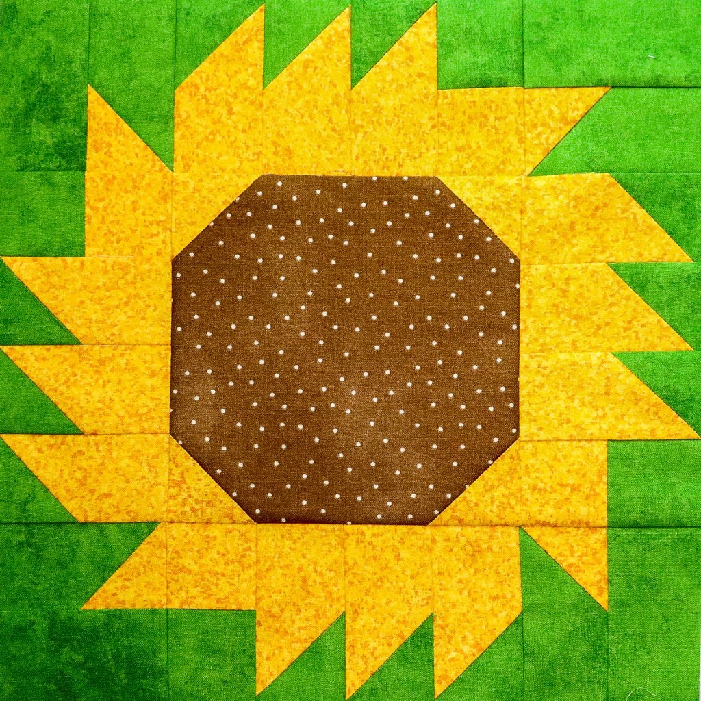 Sunflower Quilt Block Pattern, Digital Download SandyStar Designs