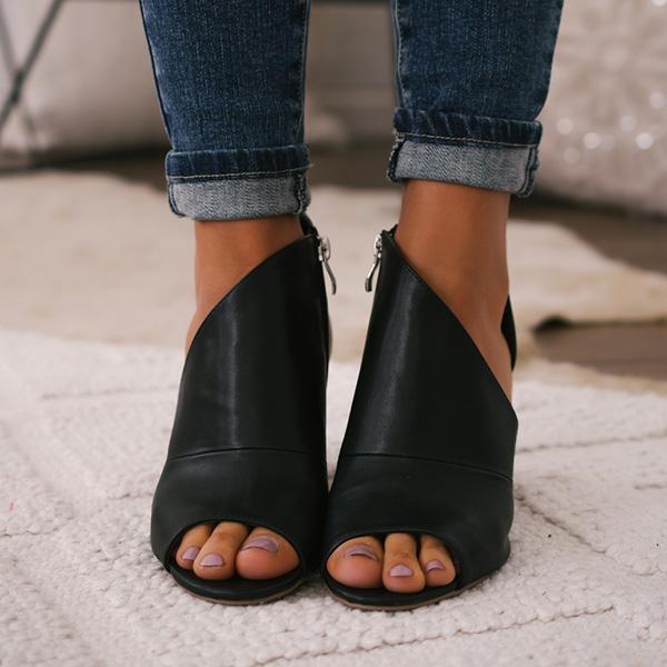 black open toe booties low heel