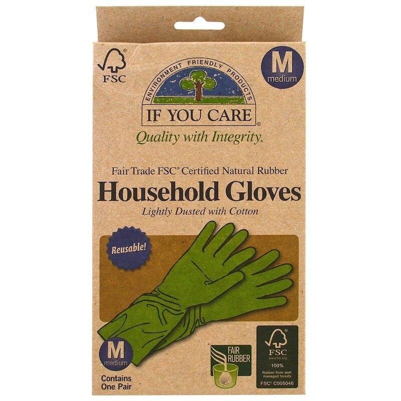 Cotton Flock Lined Household Latex Gloves by If You Care Large 3 pair 