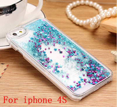 Glitter Stars Dynamic Liquid Quicksand Hard Case Cover For iPhone 4 4s 5 5s 6 back cover Transparent Clear Phone Case - Shopy Max