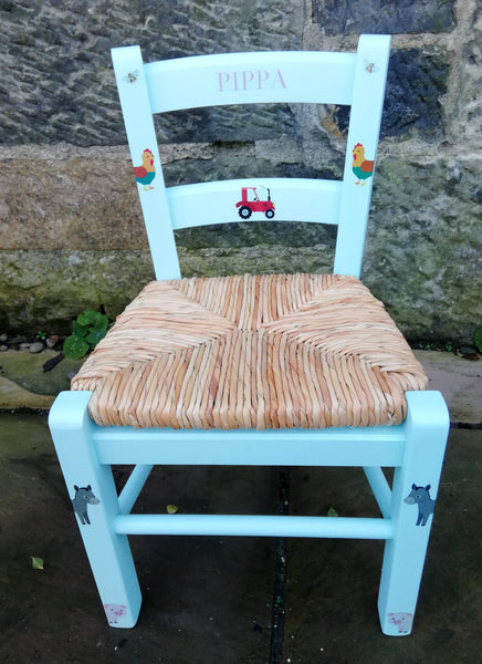 Custom Listing For Anna Personalised Children S Rush Seat Chair With Farm Animal Theme