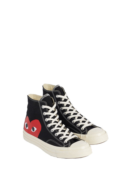 black high top converse with red heart