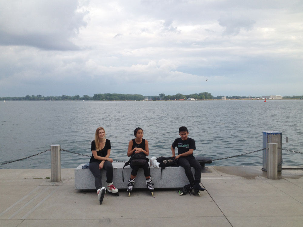 Taking a break by the water at HTO Park West in Toronto