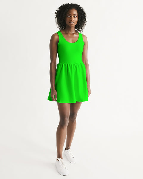 Tayrona Lime Green Women's Scoop Neck Skater Dress