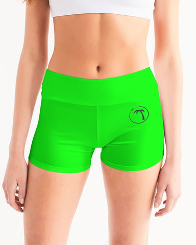 Tayrona Lime Green Women's Mid-Rise Yoga Shorts