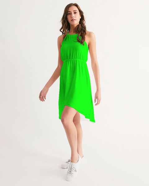 Tayrona Lime Women's High-Low Halter Dress