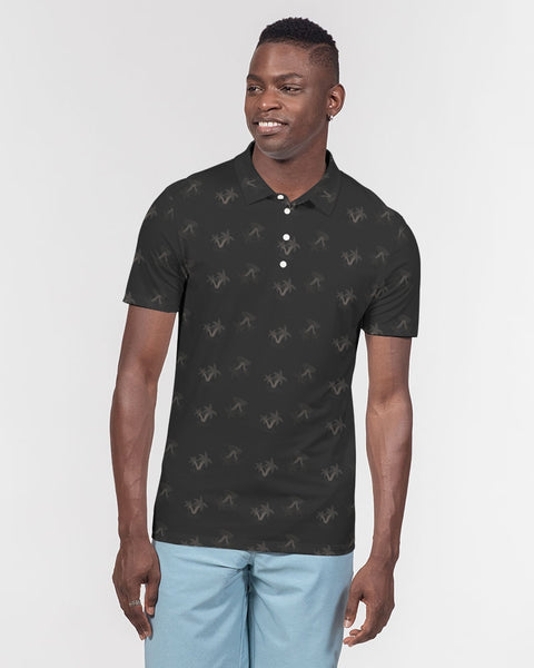 black palm pattern Men's Slim Fit Short Sleeve Polo