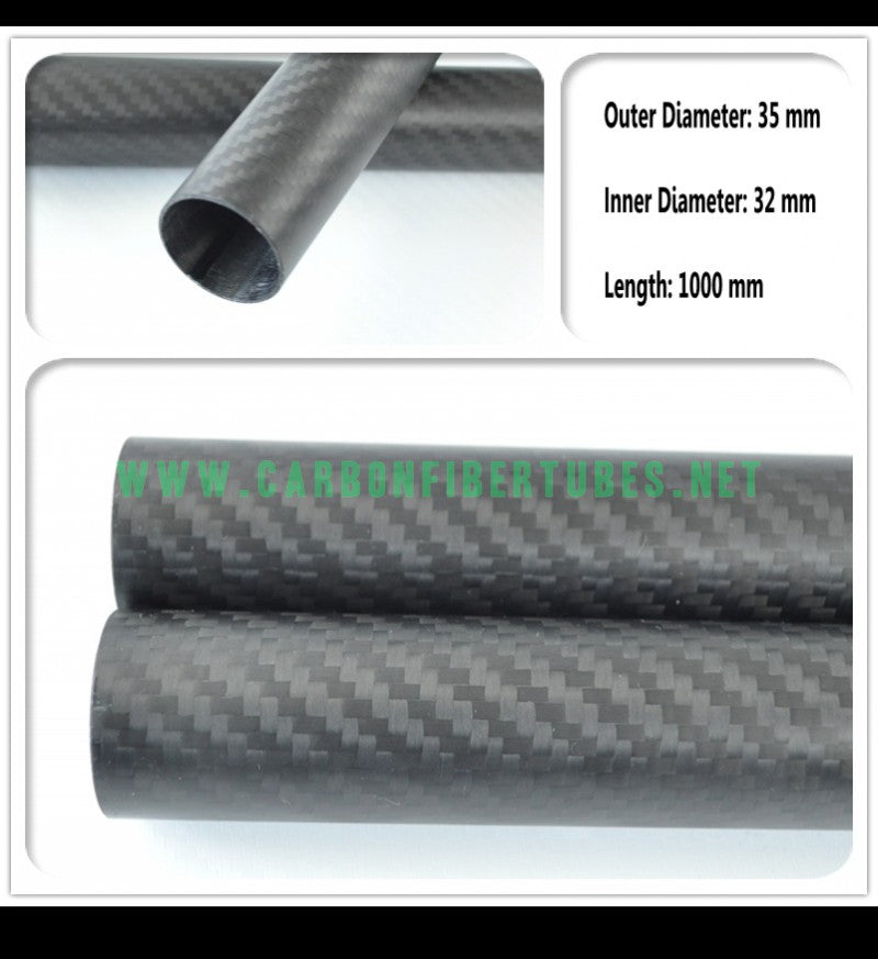 3k Carbon Fiber Tube Roll Wrapped 1.5 m Matt 1 x OD 25mm x ID 23mm x 1500mm