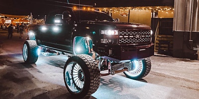 lifted truck at night