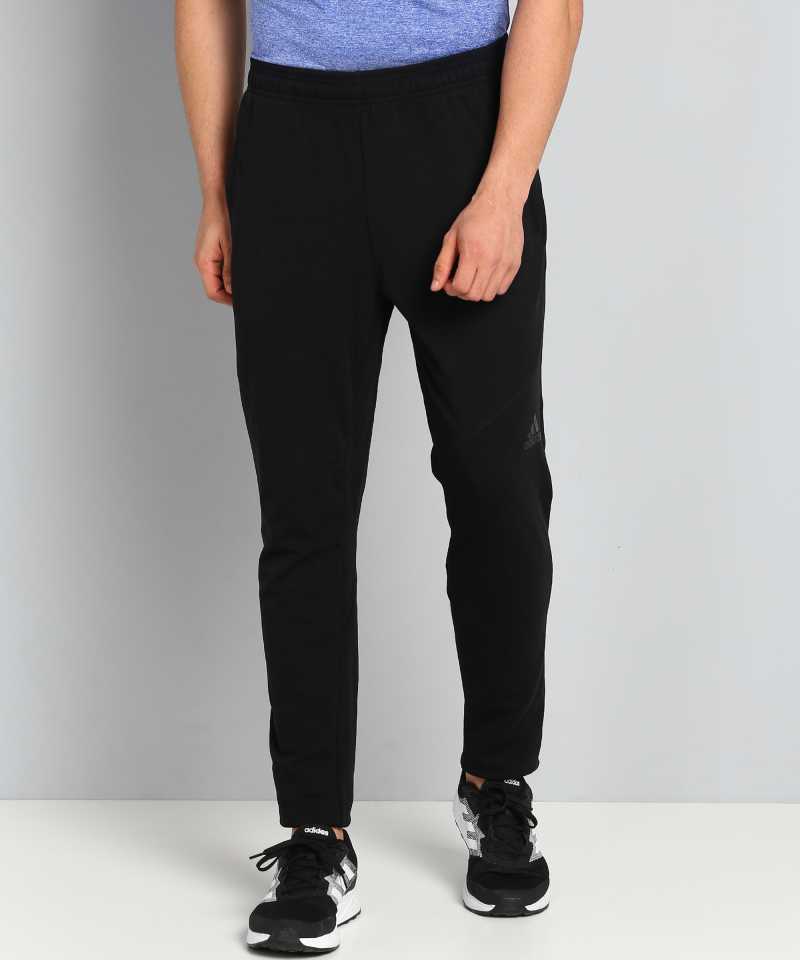 adidas solid men's black track pants