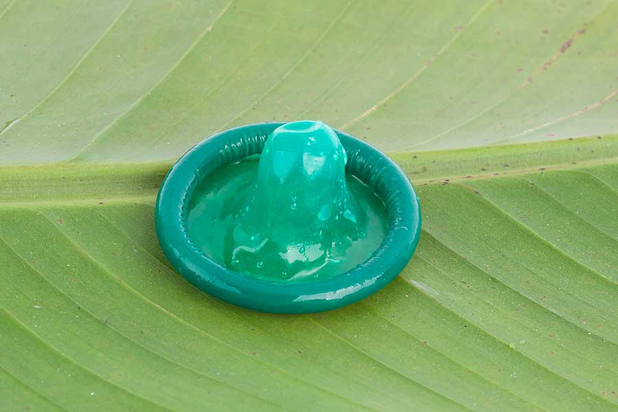 condom on leaf, Ecofriendly Condoms