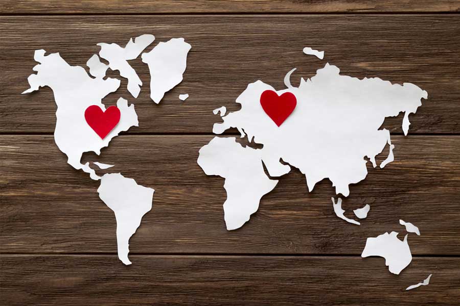 Map with hearts, Long Distance Relationships
