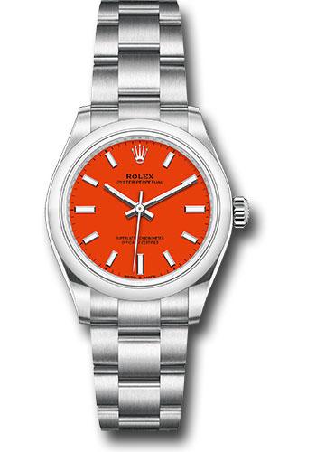 Rolex Oyster Perpetual 31 Watch Domed Bezel Coral Red Index Dial