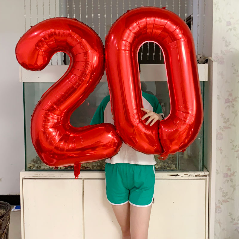 red foil number balloons