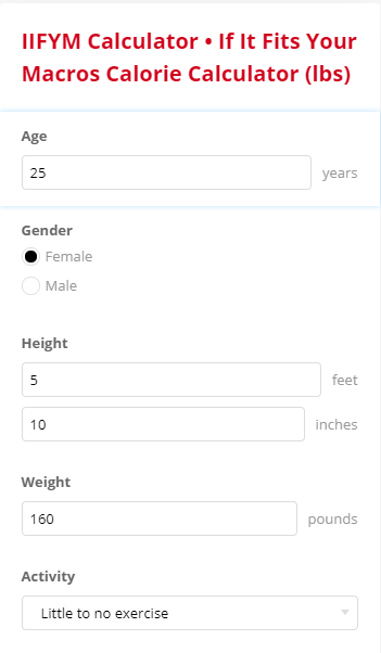 IIFYM Calculator Preview