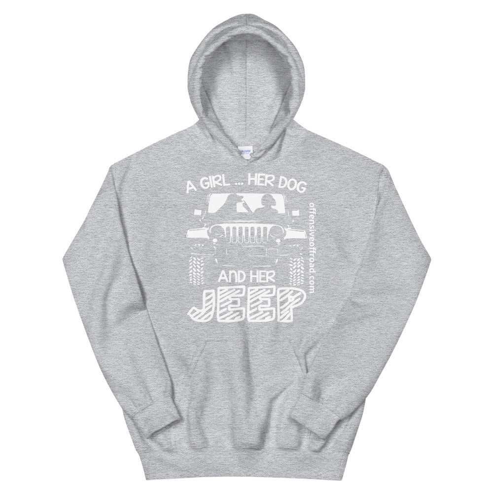 moniquetoohey A Girl Her Dog & Her Jeep Unisex Hoodie