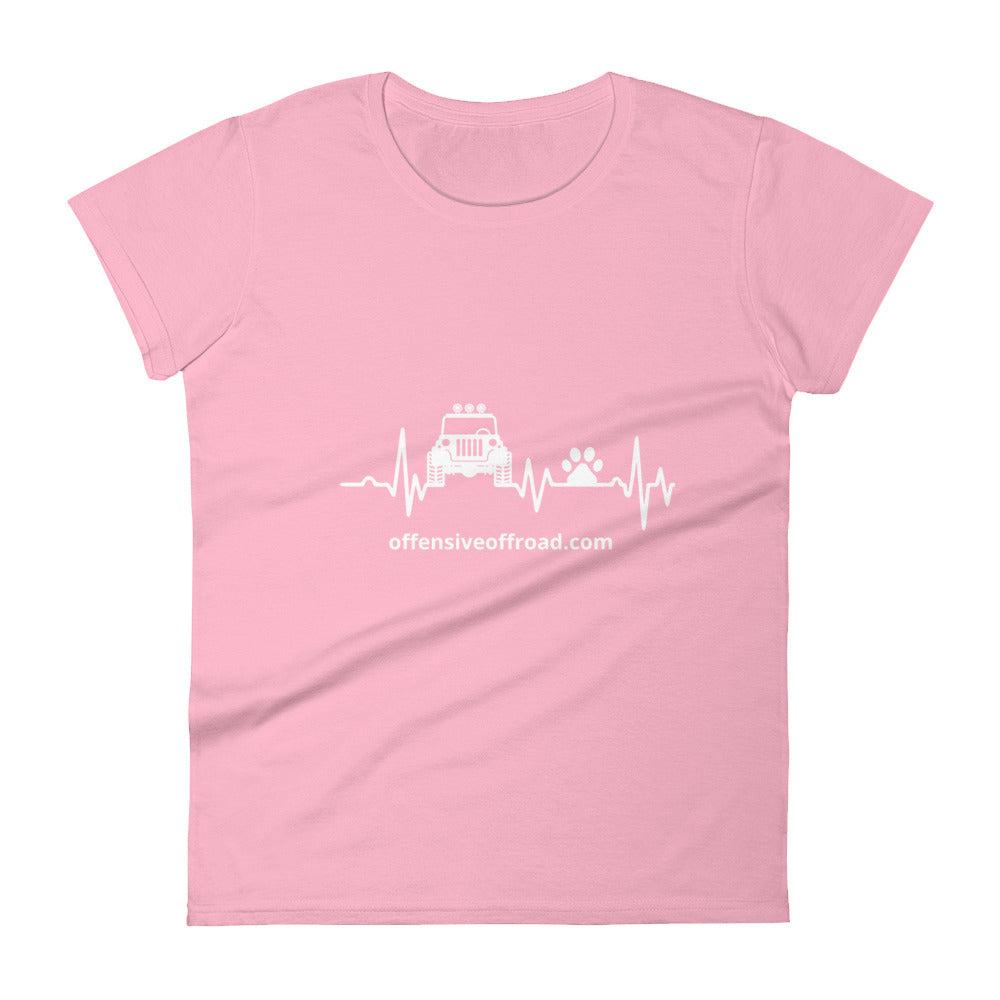 moniquetoohey Jeep, Dog & Heartbeat women's short sleeve t-shirt
