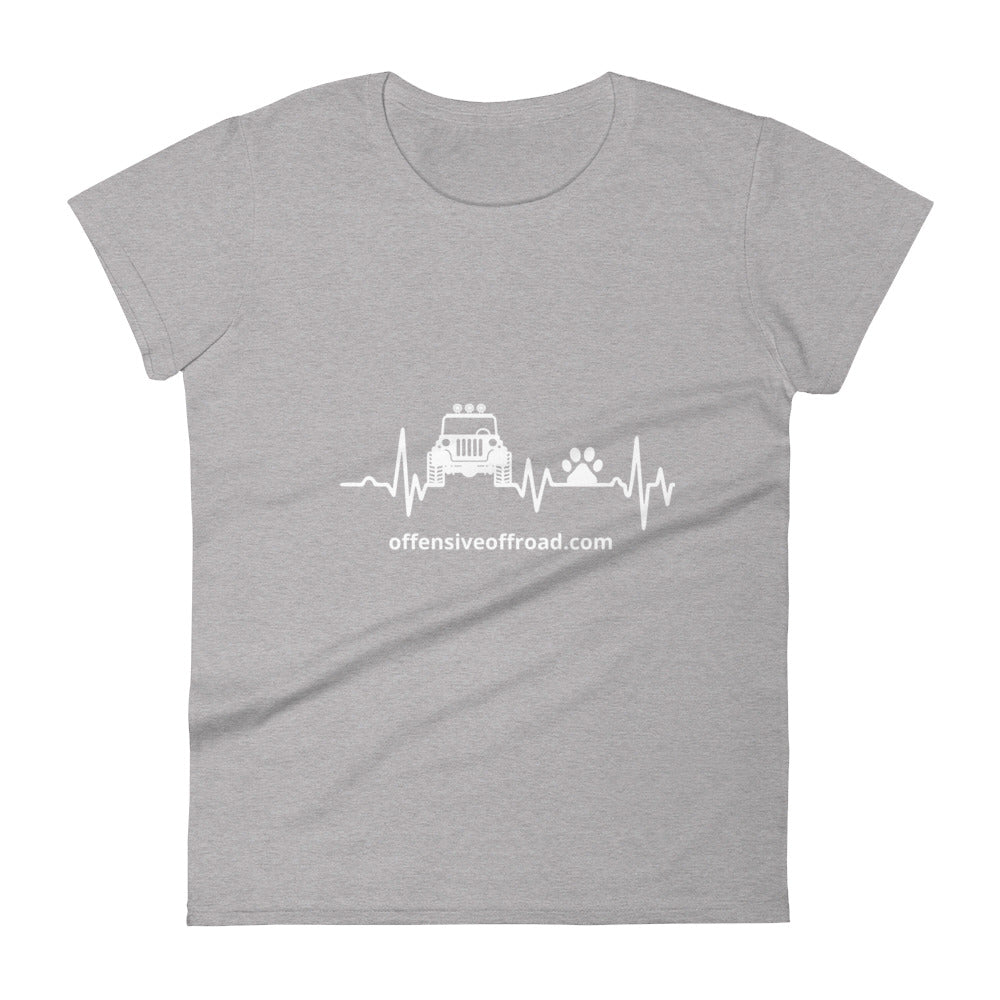 moniquetoohey Jeep, Dog & Heartbeat women's short sleeve t-shirt