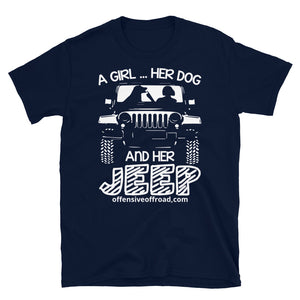 moniquetoohey A Girl Her Dog and Her Jeep Unisex Short-Sleeve T-Shirt