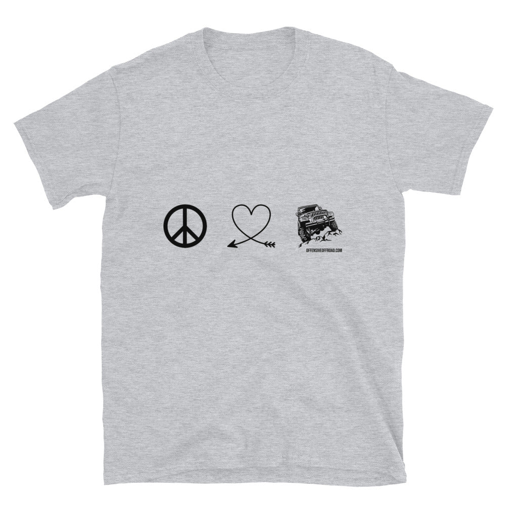 moniquetoohey Peace Love Jeep Unisex Short-Sleeve T-Shirt