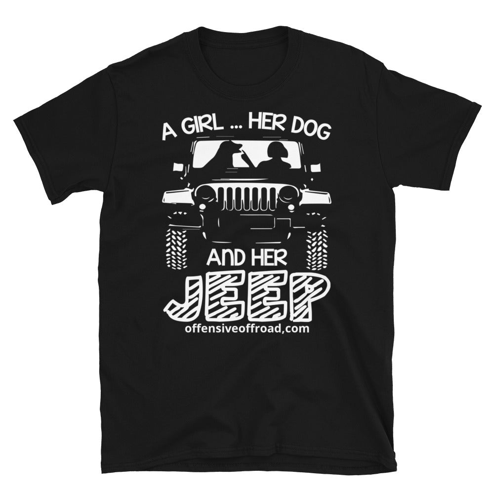 moniquetoohey A Girl Her Dog and Her Jeep Unisex Short-Sleeve T-Shirt