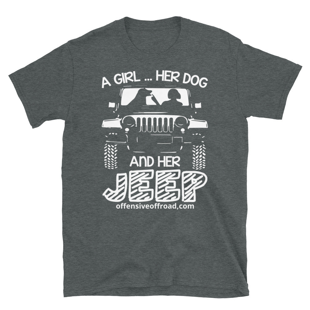 moniquetoohey A Girl Her Dog and Her Jeep Unisex Short-Sleeve T-Shirt