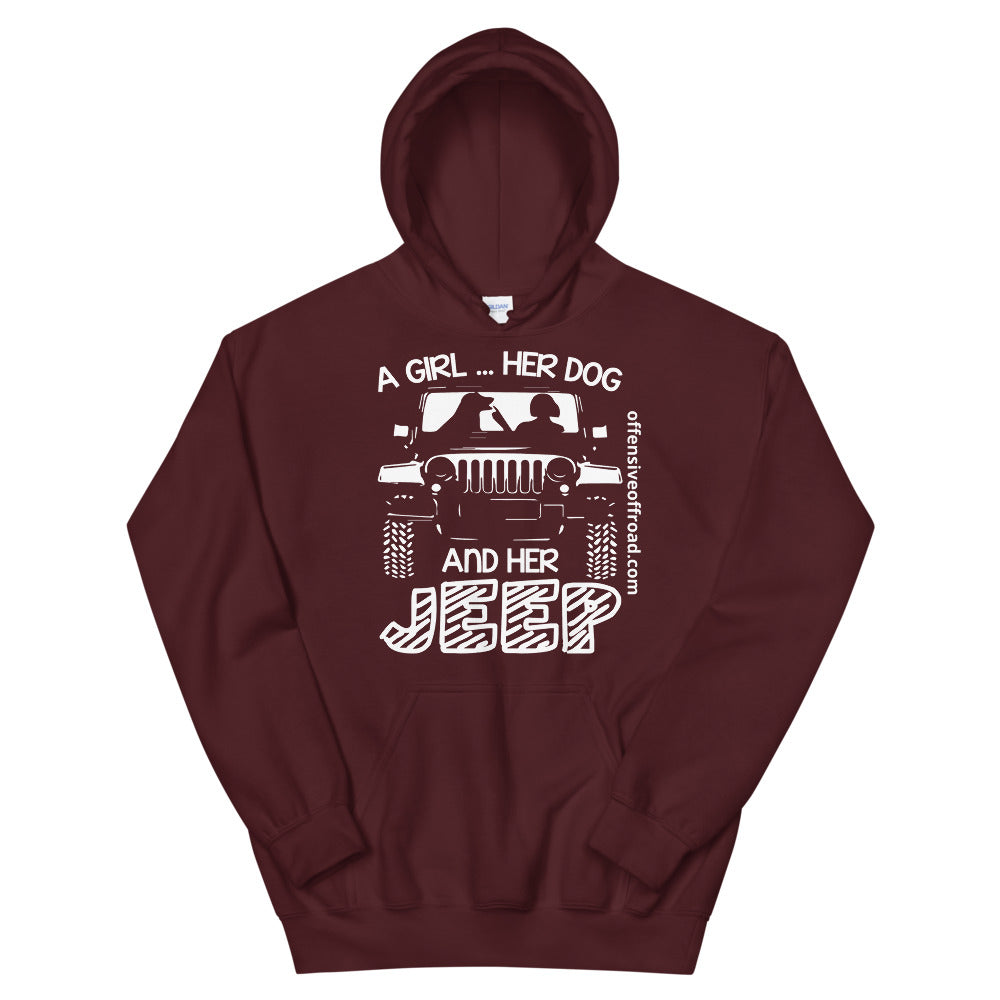 moniquetoohey A Girl Her Dog & Her Jeep Unisex Hoodie