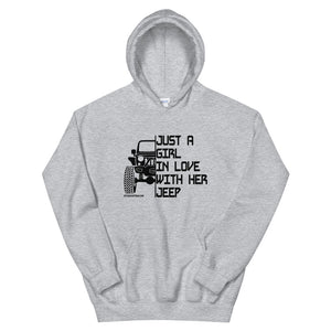 moniquetoohey Just Girl in Love Hoodie with her Jeep Unisex Hoodie